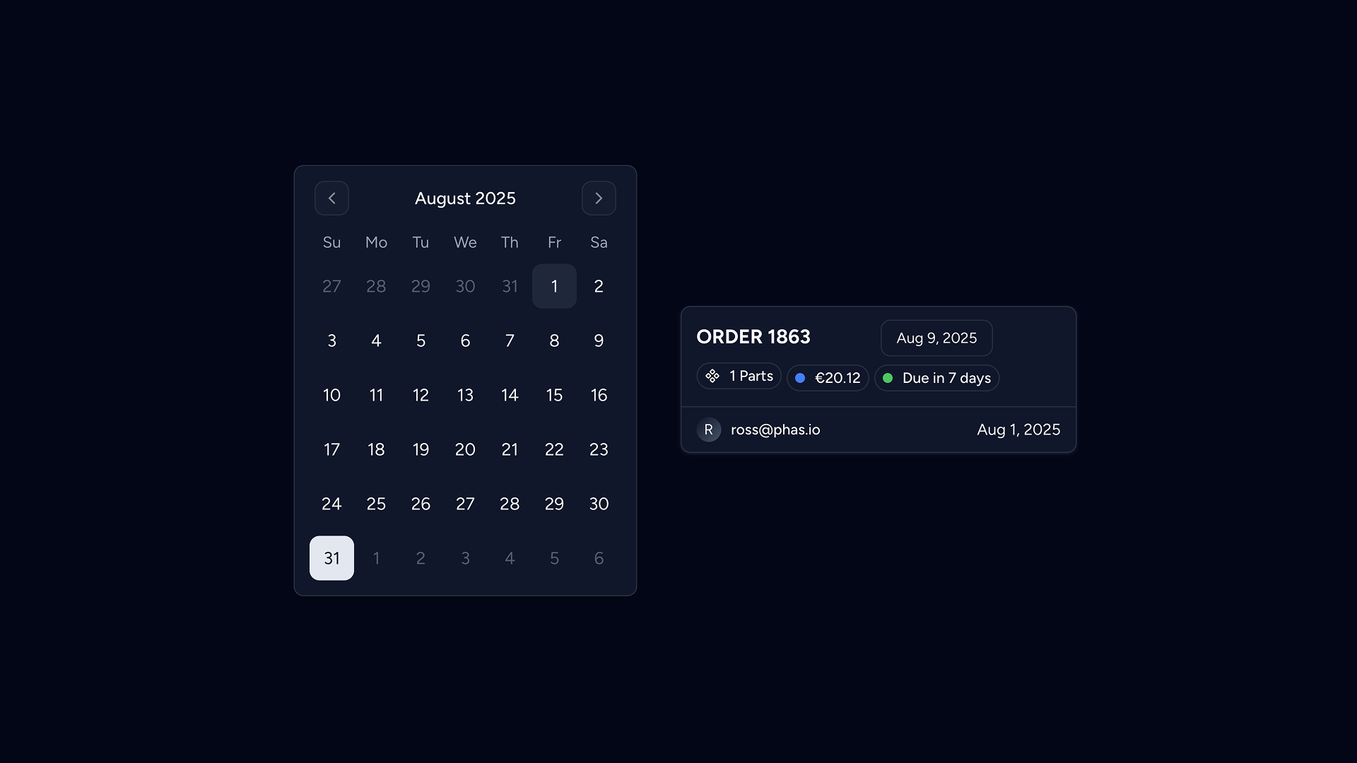 Dispatch date estimation thumbnail displaying calendar and order details card